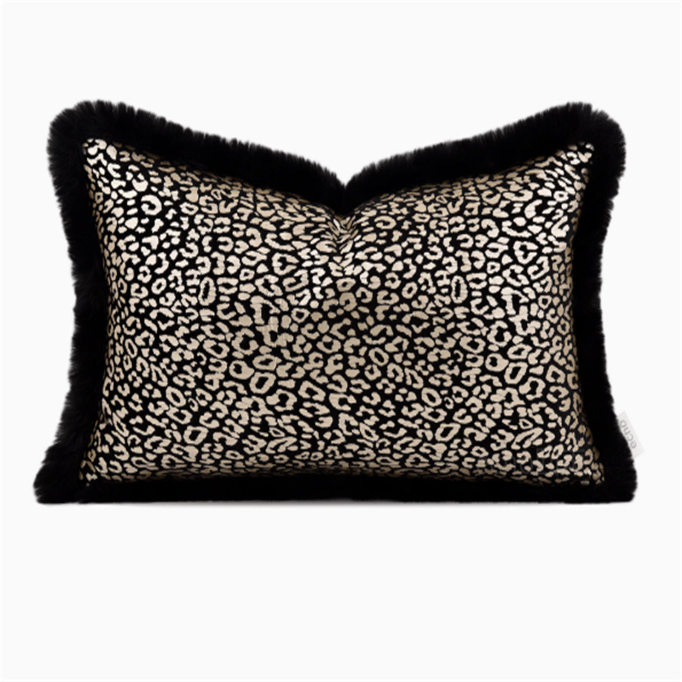 Leopard Black Kuddfordral med pälskant