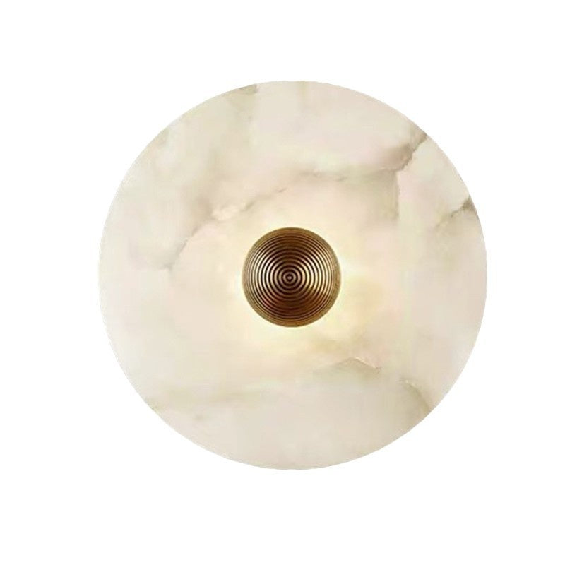 Rund vägglampa i Alabaster och mässing