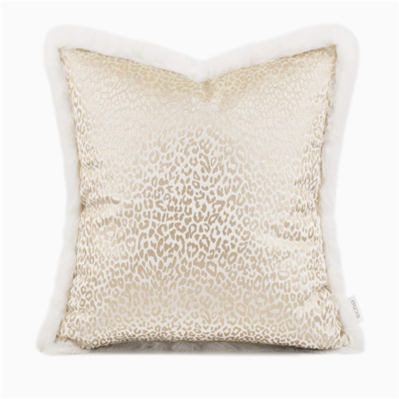 Champagne White Leopard Kuddfordral med pälskant