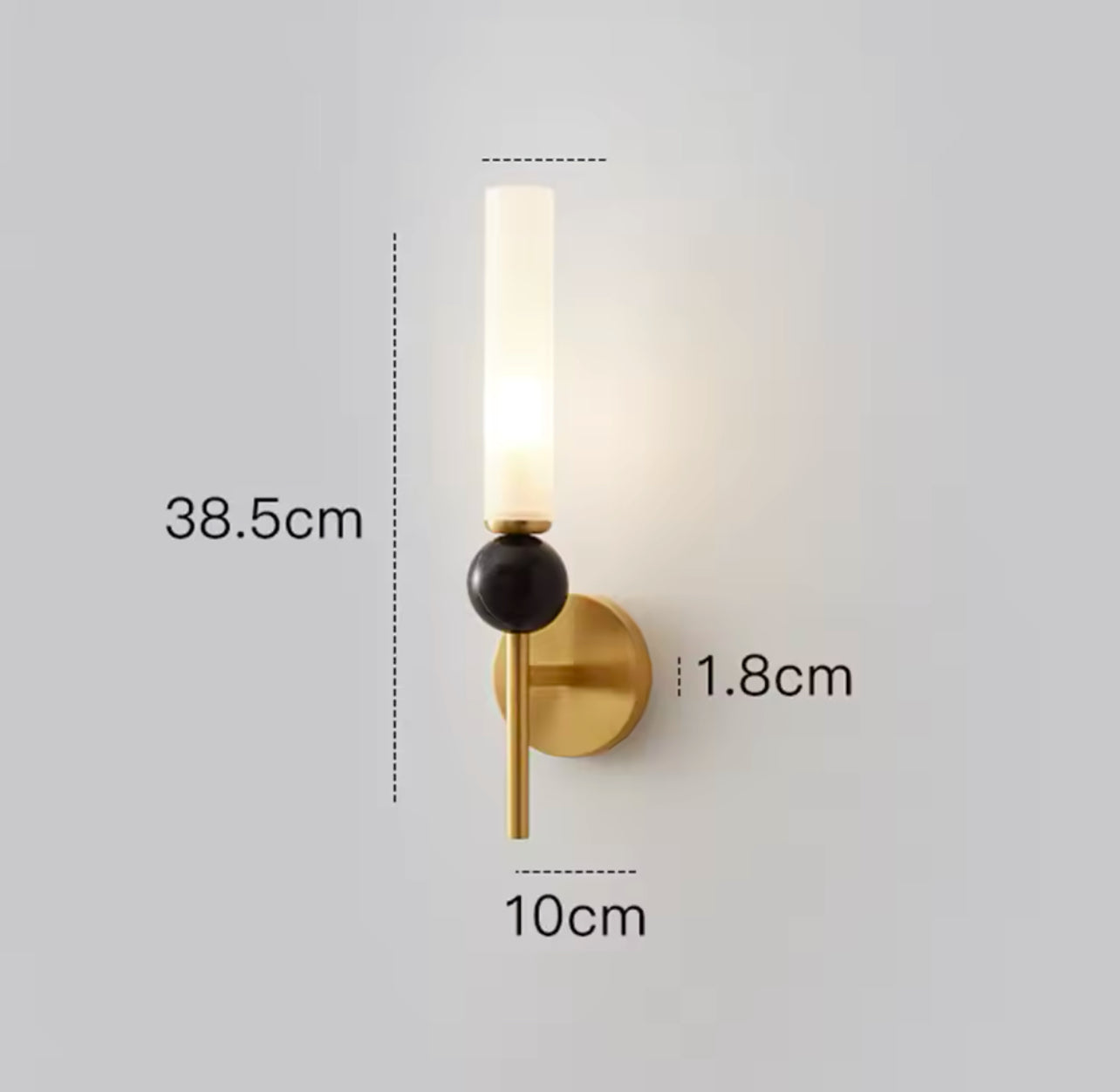 Vägglampa- Svart marmor och mässing
