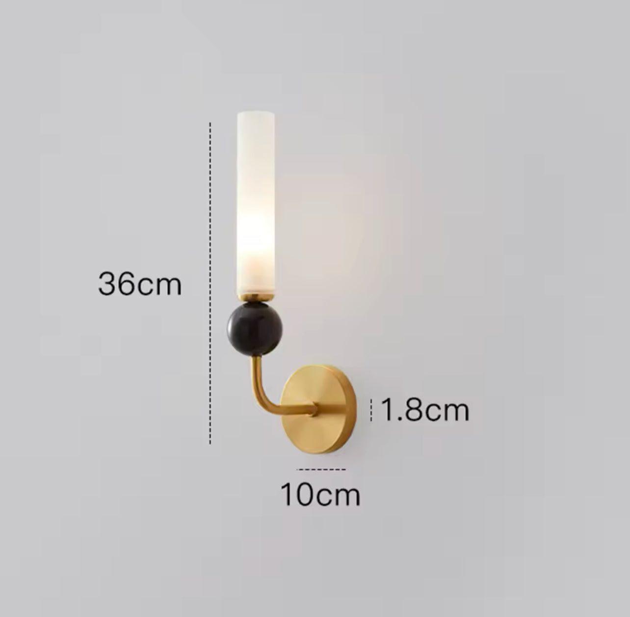 Vägglampa- Svart marmor och mässing