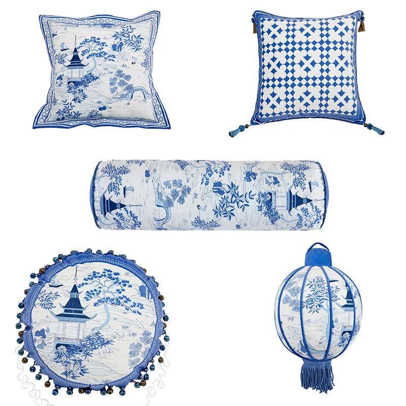 Chinese Blue Porcelain Prydnadskuddar Mix & Match