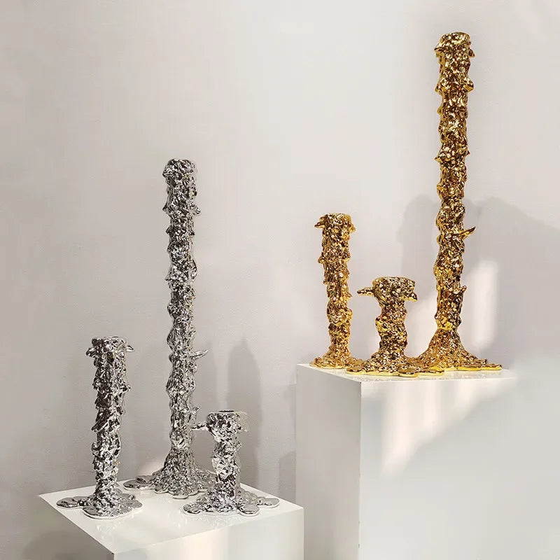 Ljusstakar Melted Guld och Silver