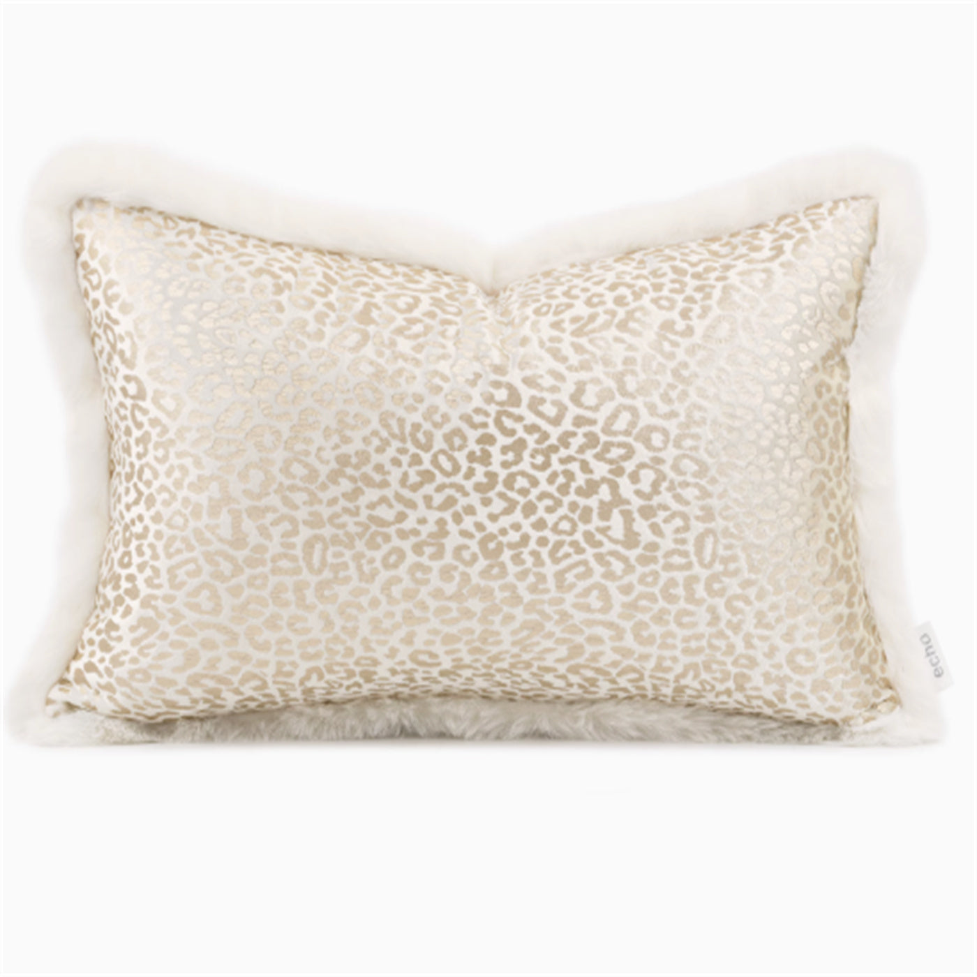 Champagne White Leopard Kuddfordral med pälskant
