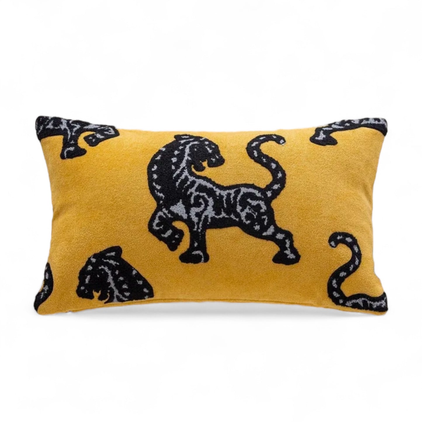 Leopard Yellow Embroidery Prydnadskuddar