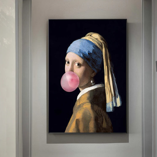 Girl with Bubblegum - Canvas Art Print